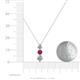 4 - Kesha (4.2mm) Round Ruby and Lab Grown Diamond Graduated Three Stone Drop Pendant 