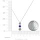 4 - Kesha (4.2mm) Round Iolite and Lab Grown Diamond Graduated Three Stone Drop Pendant 