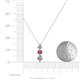 4 - Kesha (4.2mm) Round Rhodolite Garnet and Lab Grown Diamond Graduated Three Stone Drop Pendant 