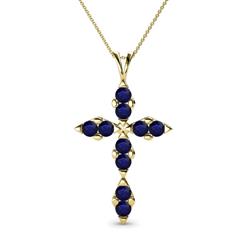 Ife Petite Blue Sapphire Cross Pendant Blue Sapphire Womens Cross Pendant Necklace ctw K Yellow GoldIncluded Inches K Yellow Gold Chain