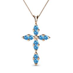 Ife Petite Blue Topaz Cross Pendant Blue Topaz Womens Cross Pendant Necklace ctw K Rose GoldIncluded Inches K Rose Gold Chain