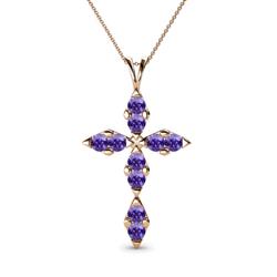 Ife Petite Iolite Cross Pendant Iolite Womens Cross Pendant Necklace ctw K Rose GoldIncluded Inches K Rose Gold Chain