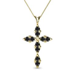 Ife Petite Black Diamond Cross Pendant Black Diamond Womens Cross Pendant Necklace ctw K Yellow GoldIncluded Inches K Yellow Gold Chain