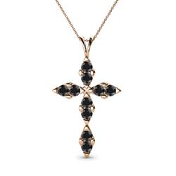 Ife Petite Black Diamond Cross Pendant Black Diamond Womens Cross Pendant Necklace ctw K Rose GoldIncluded Inches K Rose Gold Chain