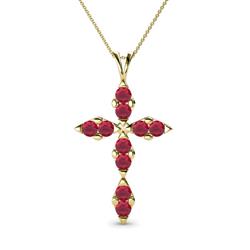 Ife Petite Ruby Cross Pendant Ruby Womens Cross Pendant Necklace ctw K Yellow GoldIncluded Inches K Yellow Gold Chain