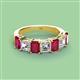 2 - Aria Emerald Cut Ruby and Asscher Cut Diamond 7 Stone Wedding  Band 