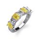 3 - Aria Emerald Cut Yellow Sapphire and Asscher Cut Diamond 7 Stone Wedding  Band 