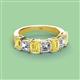 2 - Aria Emerald Cut Yellow Sapphire and Asscher Cut Diamond 7 Stone Wedding  Band 