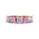 1 - Aria Emerald Cut Pink Sapphire and Asscher Cut Diamond 7 Stone Wedding  Band 
