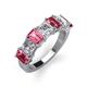 3 - Aria Emerald Cut Pink Tourmaline and Asscher Cut Diamond 7 Stone Wedding  Band 