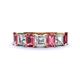 1 - Aria Emerald Cut Pink Tourmaline and Asscher Cut Diamond 7 Stone Wedding  Band 