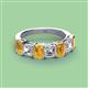 2 - Aria Emerald Cut Citrine and Asscher Cut Diamond 7 Stone Wedding  Band 