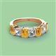 2 - Aria Emerald Cut Citrine and Asscher Cut Diamond 7 Stone Wedding  Band 