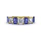 1 - Aria Emerald Cut Iolite and Asscher Cut Diamond 7 Stone Wedding  Band 