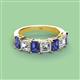 2 - Aria Emerald Cut Iolite and Asscher Cut Diamond 7 Stone Wedding  Band 