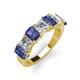 3 - Aria Emerald Cut Iolite and Asscher Cut Diamond 7 Stone Wedding  Band 