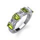 3 - Aria Emerald Cut Peridot and Asscher Cut Diamond 7 Stone Wedding  Band 