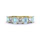 1 - Aria Emerald Cut Aquamarine and Asscher Cut Diamond 7 Stone Wedding  Band 