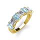 3 - Aria Emerald Cut Aquamarine and Asscher Cut Diamond 7 Stone Wedding  Band 