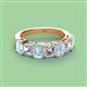 2 - Aria Emerald Cut Aquamarine and Asscher Cut Diamond 7 Stone Wedding  Band 
