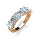 3 - Aria Emerald Cut Aquamarine and Asscher Cut Diamond 7 Stone Wedding  Band 