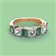 2 - Aria Emerald Cut Lab Created Alexandrite and Asscher Cut Diamond 7 Stone Wedding  Band 