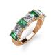 3 - Aria Emerald Cut Lab Created Alexandrite and Asscher Cut Diamond 7 Stone Wedding  Band 