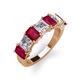 3 - Aria Emerald Cut Ruby and Asscher Cut Diamond 7 Stone Wedding  Band 