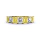 1 - Aria Emerald Cut Yellow Sapphire and Asscher Cut Diamond 7 Stone Wedding  Band 