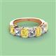 2 - Aria Emerald Cut Yellow Sapphire and Asscher Cut Diamond 7 Stone Wedding  Band 