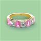 2 - Aria Emerald Cut Pink Sapphire and Asscher Cut Diamond 7 Stone Wedding  Band 
