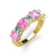 3 - Aria Emerald Cut Pink Sapphire and Asscher Cut Diamond 7 Stone Wedding  Band 