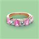 2 - Aria Emerald Cut Pink Sapphire and Asscher Cut Diamond 7 Stone Wedding  Band 