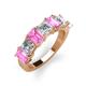 3 - Aria Emerald Cut Pink Sapphire and Asscher Cut Diamond 7 Stone Wedding  Band 