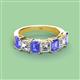 2 - Aria Emerald Cut Tanzanite and Asscher Cut Diamond 7 Stone Wedding  Band 