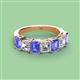 2 - Aria Emerald Cut Tanzanite and Asscher Cut Diamond 7 Stone Wedding  Band 