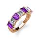 3 - Aria Emerald Cut Amethyst and Asscher Cut Diamond 7 Stone Wedding  Band 