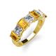 3 - Aria Emerald Cut Citrine and Asscher Cut Diamond 7 Stone Wedding  Band 