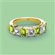 2 - Aria Emerald Cut Peridot and Asscher Cut Diamond 7 Stone Wedding  Band 
