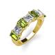 3 - Aria Emerald Cut Peridot and Asscher Cut Diamond 7 Stone Wedding  Band 