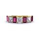 1 - Aria Emerald Cut Rhodolite Garnet and Asscher Cut Diamond 7 Stone Wedding  Band 