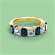 2 - Aria Emerald Cut London Blue Topaz and Asscher Cut Diamond 7 Stone Wedding  Band 