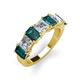 3 - Aria Emerald Cut London Blue Topaz and Asscher Cut Diamond 7 Stone Wedding  Band 