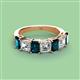 2 - Aria Emerald Cut London Blue Topaz and Asscher Cut Diamond 7 Stone Wedding  Band 