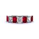 1 - Aria Emerald Cut Ruby and Asscher Cut Diamond 7 Stone Wedding  Band 