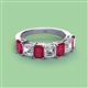 2 - Aria Emerald Cut Ruby and Asscher Cut Diamond 7 Stone Wedding  Band 