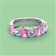 2 - Aria Emerald Cut Pink Sapphire and Asscher Cut Diamond 7 Stone Wedding  Band 