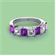 2 - Aria Emerald Cut Amethyst and Asscher Cut Diamond 7 Stone Wedding  Band 