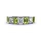 1 - Aria Emerald Cut Peridot and Asscher Cut Diamond 7 Stone Wedding  Band 