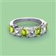 2 - Aria Emerald Cut Peridot and Asscher Cut Diamond 7 Stone Wedding  Band 